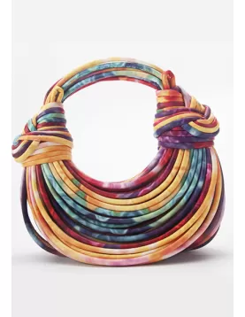 Dina Spaghetti Vegan Leather Knot Shoulder Bag Multi Coloured Purple