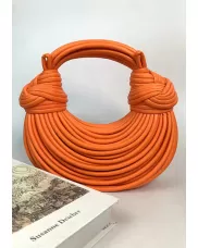 Dina Spaghetti Vegan Leather Knot Shoulder Bag Orange