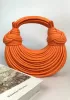 Dina Spaghetti Vegan Leather Knot Shoulder Bag Orange