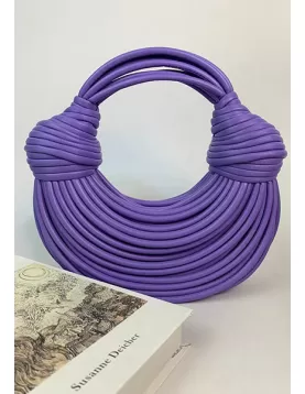 Dina Spaghetti Vegan Leather Knot Shoulder Bag Purple