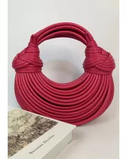 Dina Spaghetti Vegan Leather Knot Shoulder Bag Red