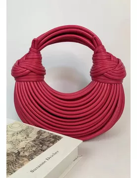 Dina Spaghetti Vegan Leather Knot Shoulder Bag Red