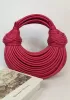 Dina Spaghetti Vegan Leather Knot Shoulder Bag Red