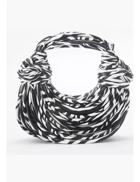 Dina Spaghetti Vegan Leather Knot Shoulder Bag Zebra