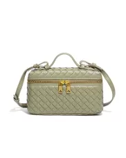 Mia Woven Synthetic Leather Long Beauty Case Cave Green