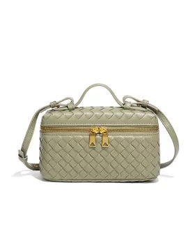 Mia Woven Synthetic Leather Long Beauty Case Cave Green