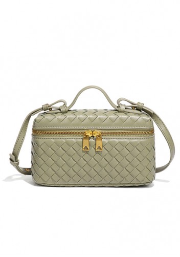 Mia Woven Synthetic Leather Long Beauty Case Cave Green