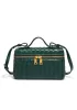 Mia Woven Synthetic Leather Long Beauty Case Dark Green