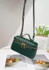 Mia Woven Synthetic Leather Long Beauty Case Dark Green