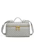 Mia Woven Synthetic Leather Long Beauty Case Grey