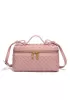 Mia Woven Synthetic Leather Long Beauty Case Pink