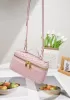 Mia Woven Synthetic Leather Long Beauty Case Pink