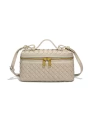 Mia Woven Synthetic Leather Long Beauty Case Sand