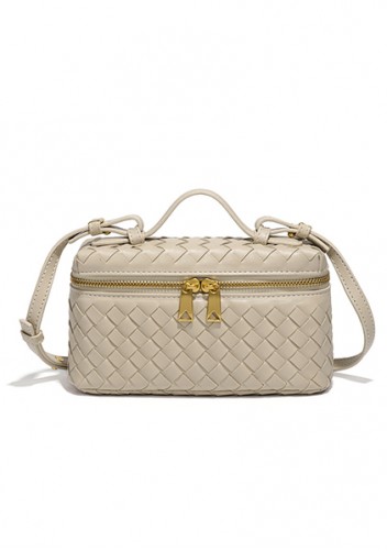 Mia Woven Synthetic Leather Long Beauty Case Sand