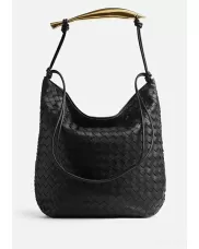 The Fish Handle Vegan Leather Hobo Bag Black