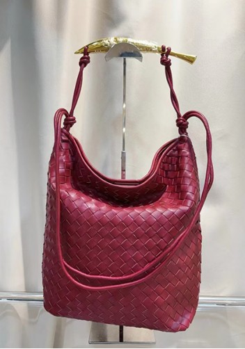 The Fish Handle Vegan Leather Hobo Bag Burgundy