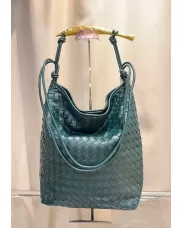 The Fish Handle Vegan Leather Hobo Bag Dark Green