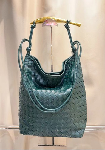 The Fish Handle Vegan Leather Hobo Bag Dark Green