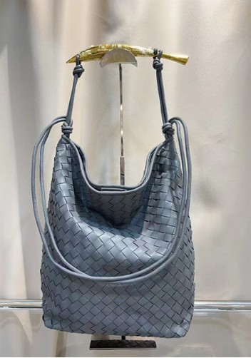 The Fish Handle Vegan Leather Hobo Bag Grey