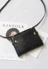 Ivana Crocodile Leather Shoulder Bag Black