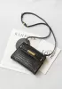 Ivana Crocodile Leather Shoulder Bag Black