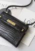 Ivana Crocodile Leather Shoulder Bag Black