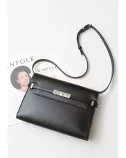 Ivana Leather Shoulder Bag Black Silver Hardware