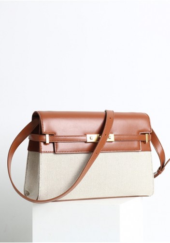 Ivana Leather Shoulder Bag Canvas