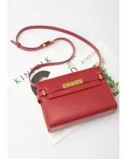 Ivana Leather Shoulder Bag Red