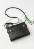 Ivana Crocodile Leather Small Shoulder Bag Black silver Hardware