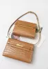 Ivana Crocodile Leather Small Shoulder Bag Camel