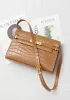 Ivana Crocodile Leather Small Shoulder Bag Camel