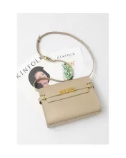 Ivana Leather Small Shoulder Bag Beige