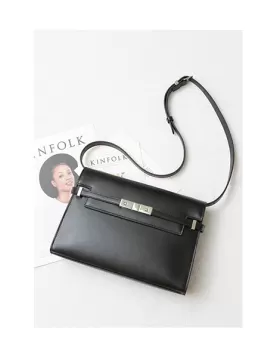 Ivana Leather Small Shoulder Bag Black Silver Hardware