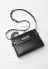 Ivana Leather Small Shoulder Bag Black Silver Hardware