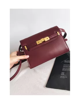 Ivana Leather Small Shoulder Bag Burgundy