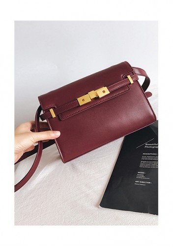 Ivana Leather Small Shoulder Bag Burgundy