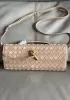 Allegria Woven Long Suede Leather Shoulder Bag Beige