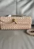 Allegria Woven Long Suede Leather Shoulder Bag Beige