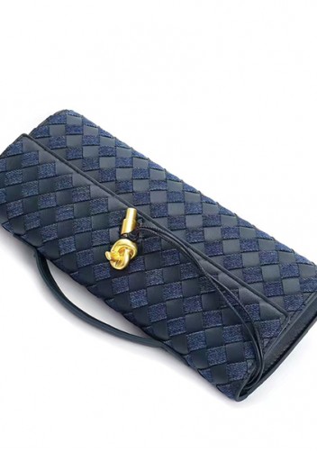 Allegria Woven Long Suede Leather Shoulder Bag Blue