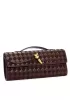 Allegria Woven Long Suede Leather Shoulder Bag Choco