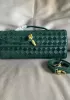 Allegria Woven Long Suede Leather Shoulder Bag Green