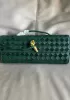 Allegria Woven Long Suede Leather Shoulder Bag Green