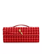 Allegria Woven Long Suede Leather Shoulder Bag Red