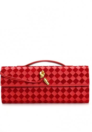 Allegria Woven Long Suede Leather Shoulder Bag Red