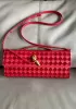 Allegria Woven Long Suede Leather Shoulder Bag Red