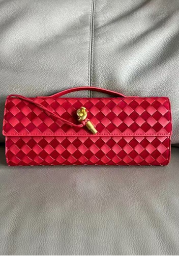 Allegria Woven Long Suede Leather Shoulder Bag Red