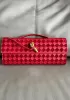 Allegria Woven Long Suede Leather Shoulder Bag Red