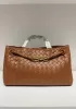 Allegria Woven East West Vegan Leather Shoulder Bag Brown