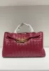 Allegria Woven East West Vegan Leather Shoulder Bag Burgundy